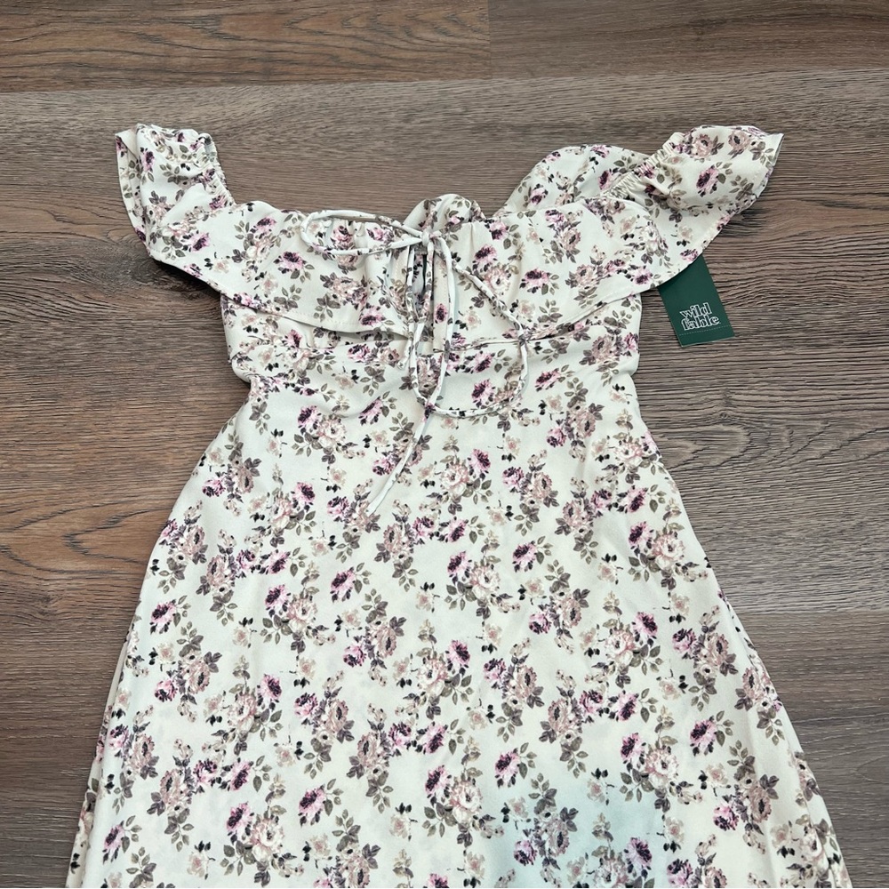 NWT Flounce Sleeve Maxi Empire Waist Dress - Wild Fable Off-White Floral XXS - Picture 3 of 8